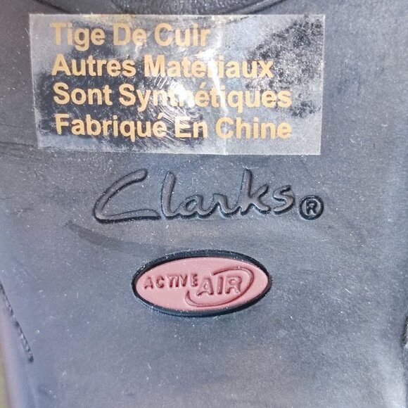 Clarks Everyday Sugar Plum Leather Pumps 9 Black Block Heel Slip On Dress Shoes - Picture 10 of 16